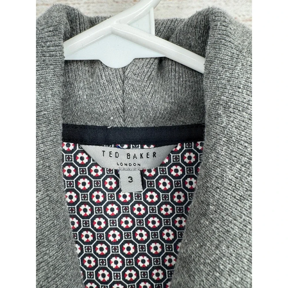 Ted Baker Berden Cardigan Men 3 Grey Shawl Collar Button Knit TA4M GB85